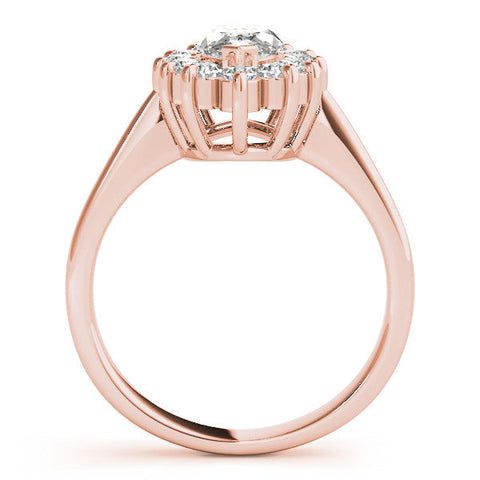 Rose gold Marquise Cluster Halo Diamond Ring with Solitaire Band and Prong Setting