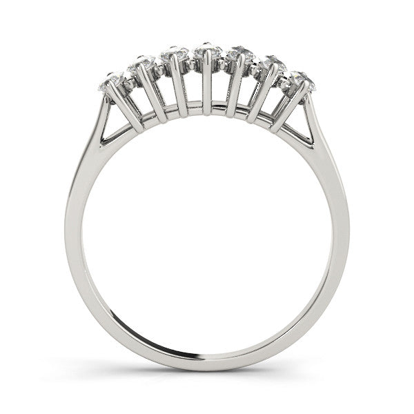 Silver Marquise Diamond Prong Set Silver Curved Band