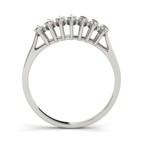 Platinum Marquise Diamond Prong Set White Gold Curved Band