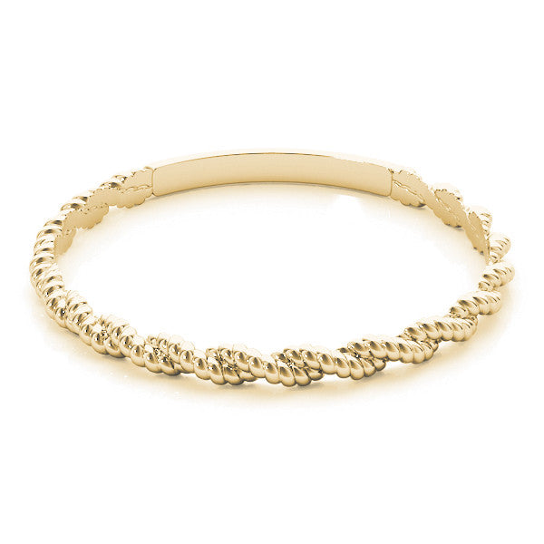 Yellow gold Twisted Rope Solitaire Band with Round Stone and Bezel Setting