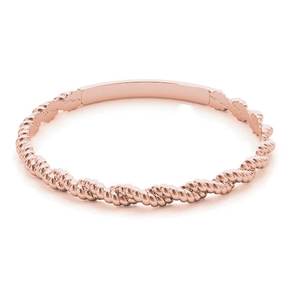 Rose gold Twisted Rope Solitaire Band with Round Stone and Bezel Setting