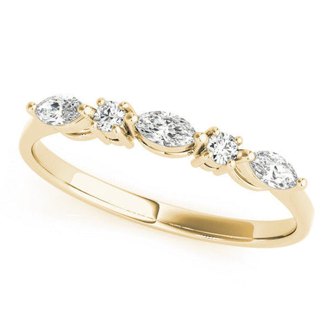Yellow gold Prong Set Round Diamond Half-Eternity Band