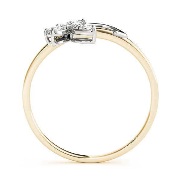 Yellow gold Marquise Cluster Bypass Ring with Prong Setting