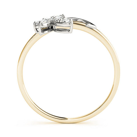 Yellow gold Marquise Cluster Bypass Ring with Prong Setting