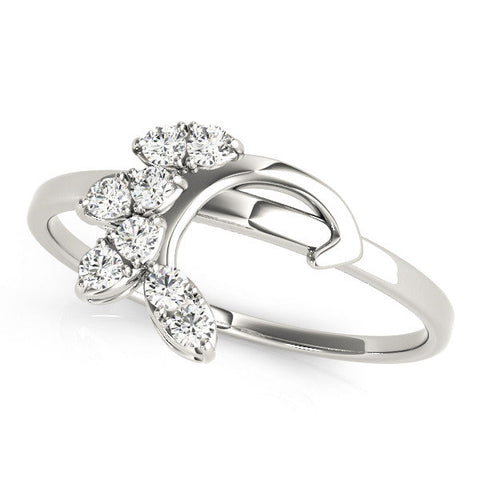 White gold Marquise Cluster Bypass Ring with Prong Setting