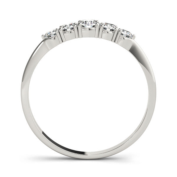 Silver Round Brilliant Diamond Half-Eternity Band with Prong Setting