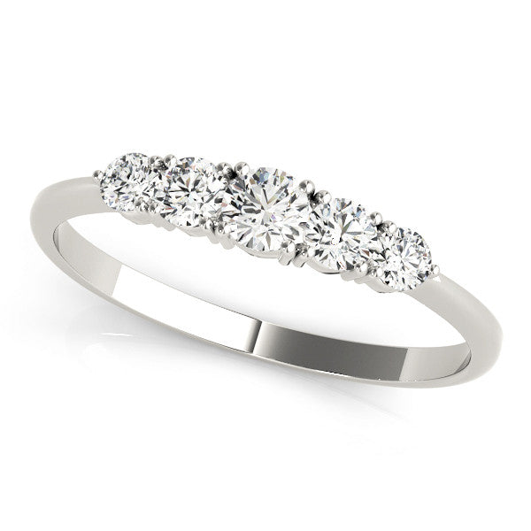 Silver Round Brilliant Diamond Half-Eternity Band with Prong Setting