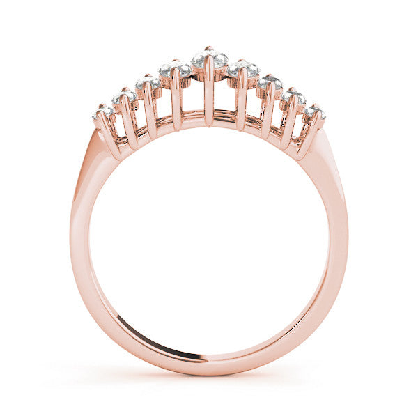 Rose gold Marquise Diamond Prong Set Curved Band