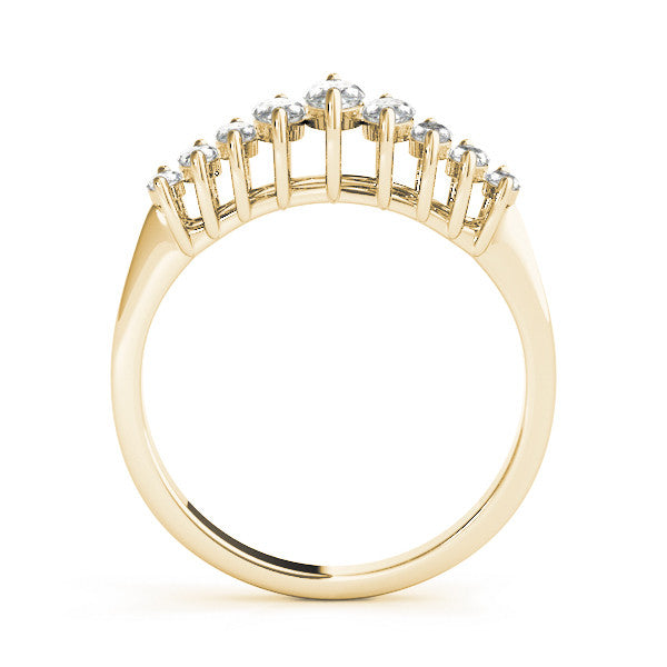 Yellow gold Marquise Diamond Prong Set Curved Band