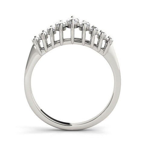 Platinum Marquise Diamond Prong Set Curved Band