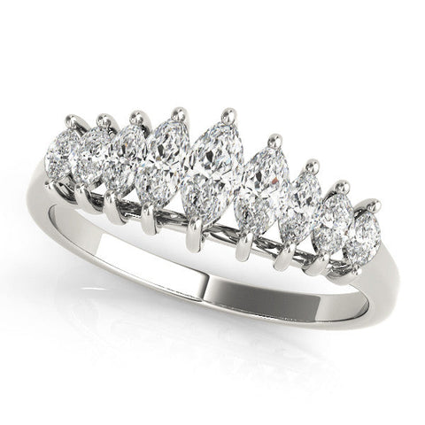 Platinum Marquise Diamond Prong Set Curved Band
