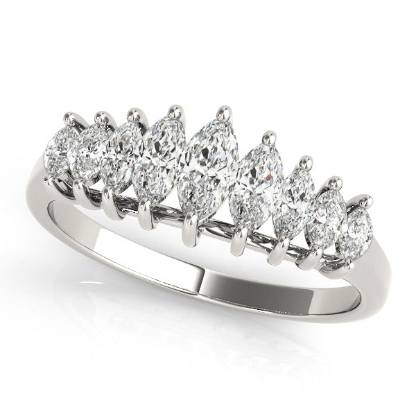 White gold Marquise Diamond Prong Set Curved Band