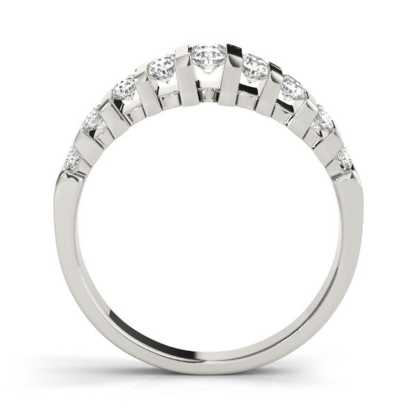 Silver Channel-Set Round Diamond Multi-Row Band