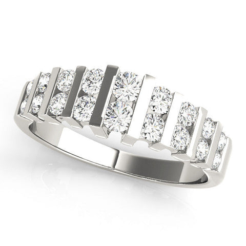 Platinum Channel-Set Round Diamond Multi-Row Band