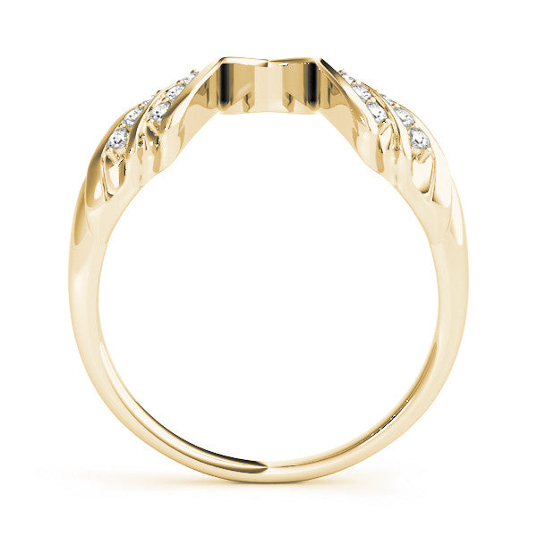 Yellow gold Round Diamond Wave Bypass Band with Prong Setting