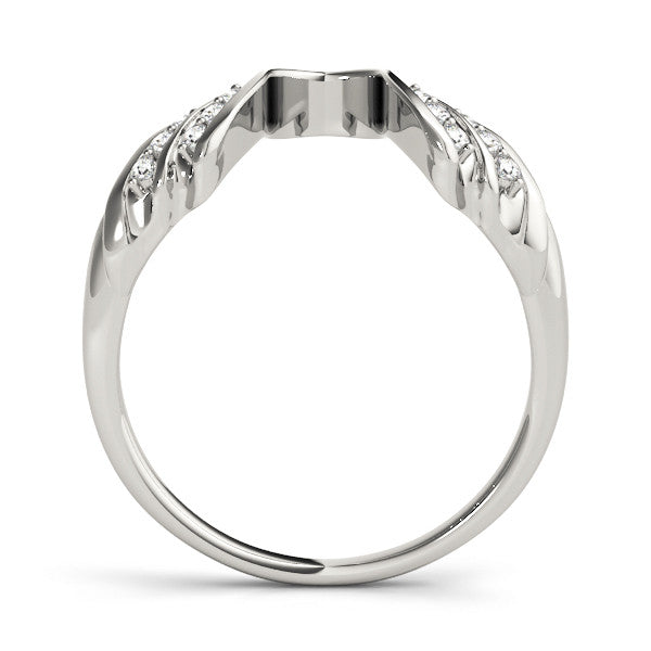 Silver Round Diamond Wave Bypass Band with Prong Setting