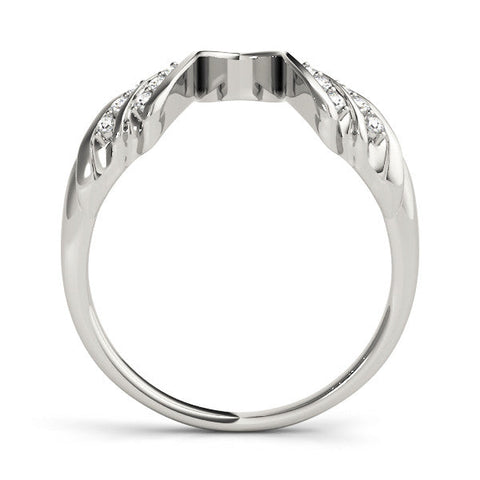 Platinum Round Diamond Wave Bypass Band with Prong Setting