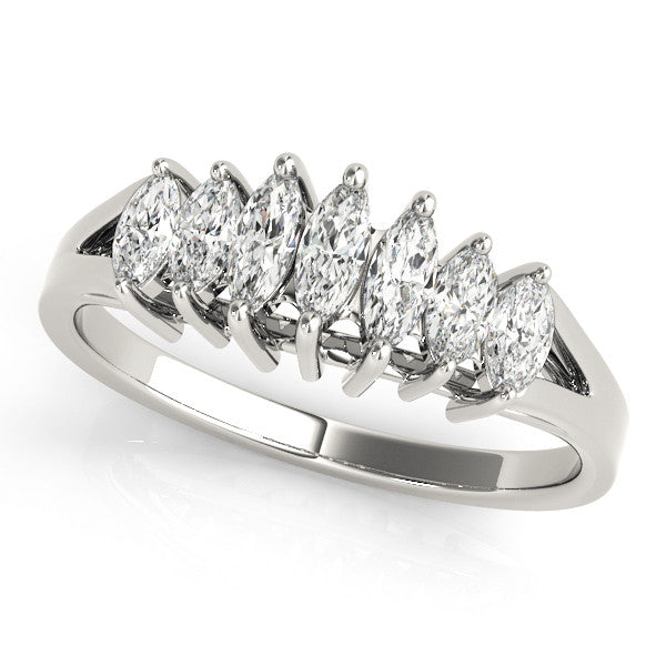 White gold Marquise Diamond Prong-Set Half-Eternity Band