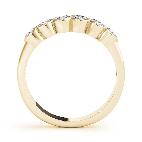 Yellow gold Round Diamond Scalloped Bezel Set Eternity Band