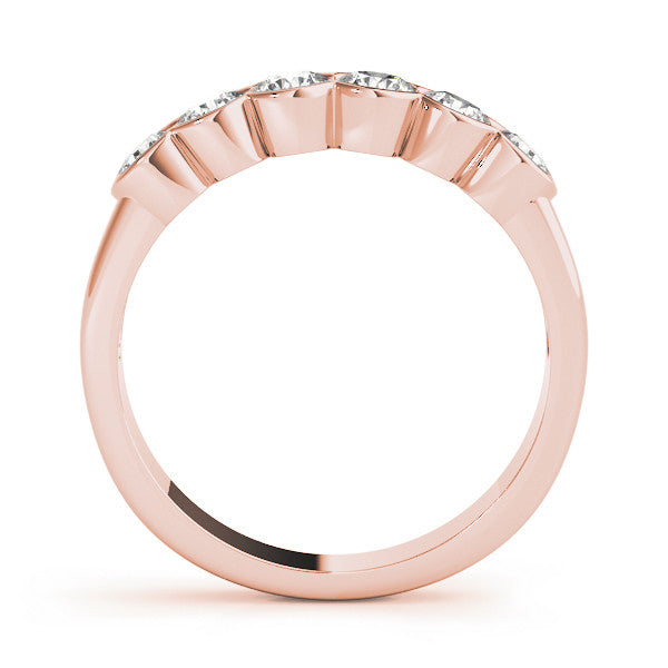 Rose gold Round Diamond Scalloped Bezel Set Eternity Band