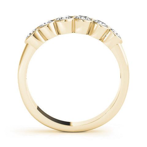 Yellow gold Round Diamond Scalloped Bezel Set Eternity Band
