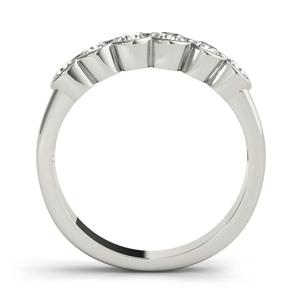 Platinum Round Diamond Scalloped Bezel Set Eternity Band