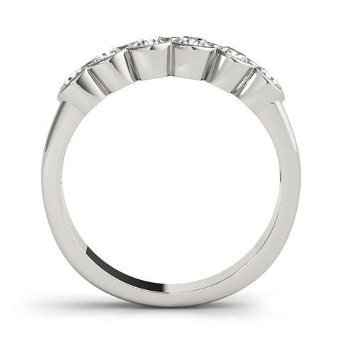 Platinum Round Diamond Scalloped Bezel Set Eternity Band