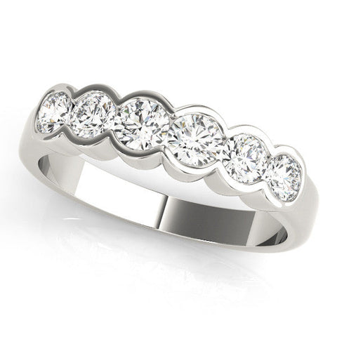 White gold Round Diamond Scalloped Bezel Set Eternity Band