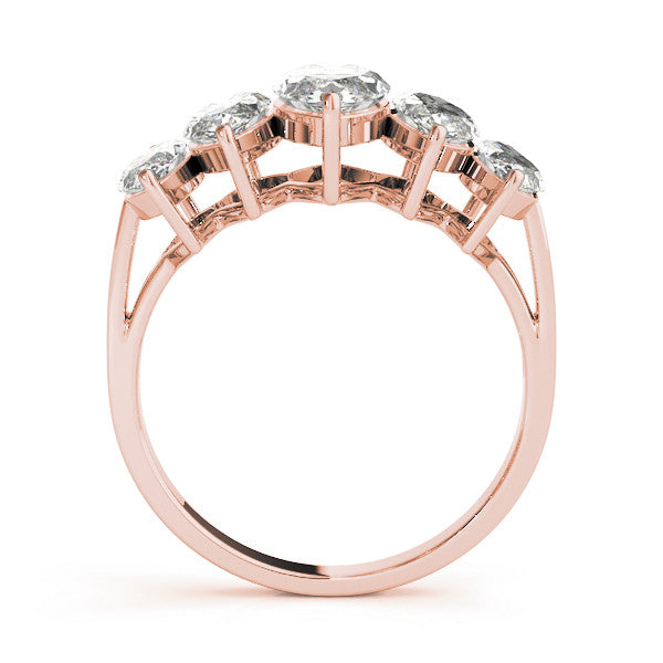 Rose gold Five-Stone Marquise Diamond Prong Set White Gold Band