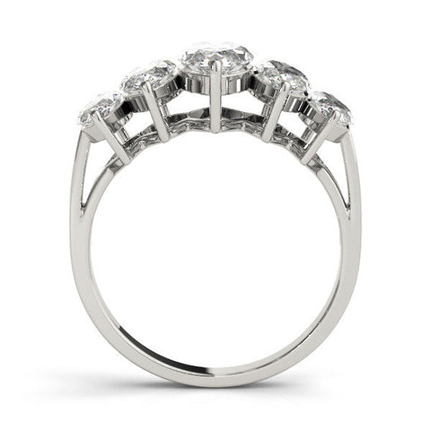 Platinum Five-Stone Marquise Diamond Prong Set White Gold Band