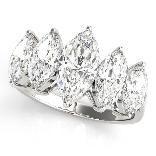 Platinum Five-Stone Marquise Diamond Prong Set White Gold Band