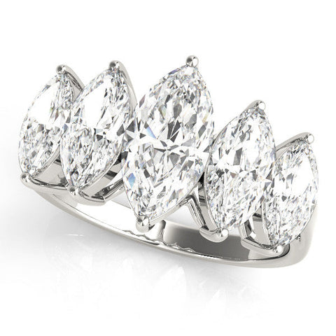 White gold Five-Stone Marquise Diamond Prong Set White Gold Band
