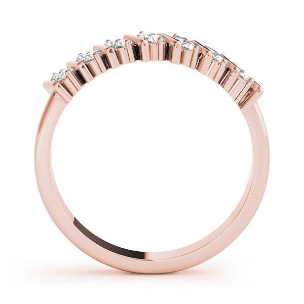 Rose gold Channel Set Round Diamond Anniversary Band with Vertical Prongs