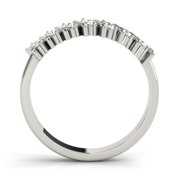 Silver Channel Set Round Diamond Anniversary Band with Vertical Prongs