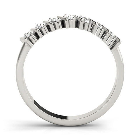 White gold Channel Set Round Diamond Anniversary Band with Vertical Prongs