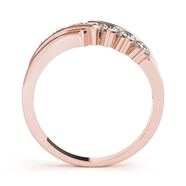 Rose gold Channel Set Round Diamond Wave Band with Shared Prong Setting