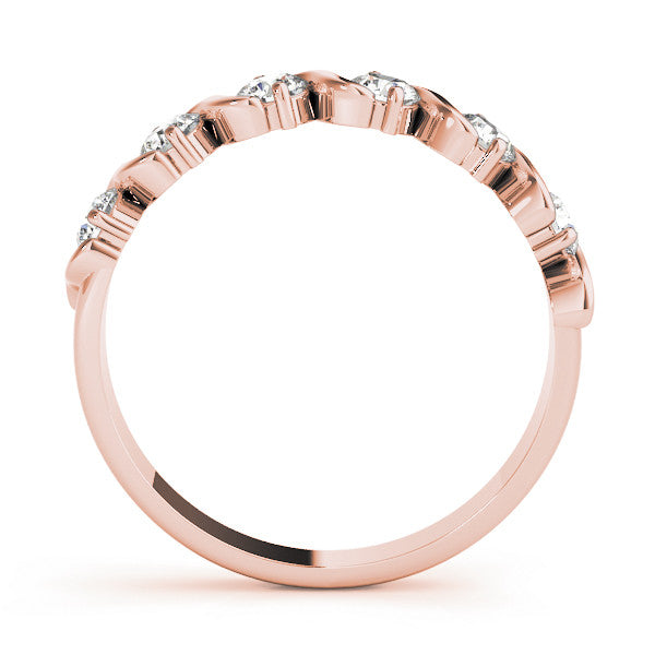 Rose gold Round Diamond Half Eternity Band with Wave Prong Setting