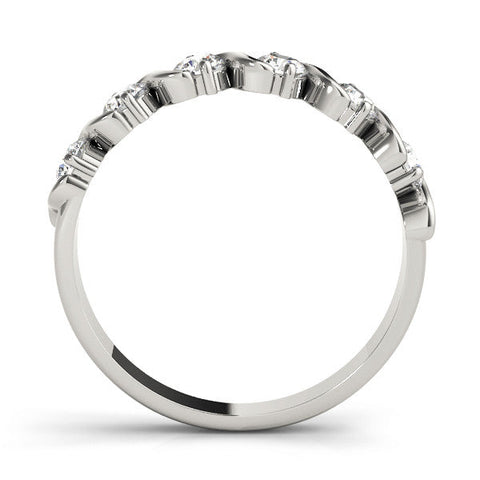 Platinum Round Diamond Half Eternity Band with Wave Prong Setting
