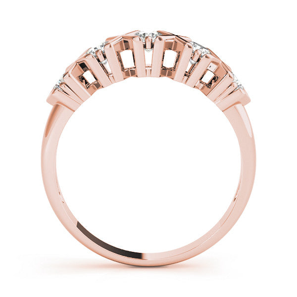 Rose gold Round Diamond Channel Set X-Prong Band