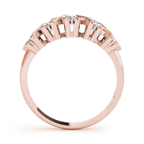 Rose gold Round Diamond Channel Set X-Prong Band