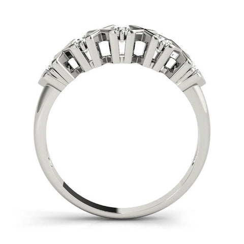 White gold Round Diamond Channel Set X-Prong Band
