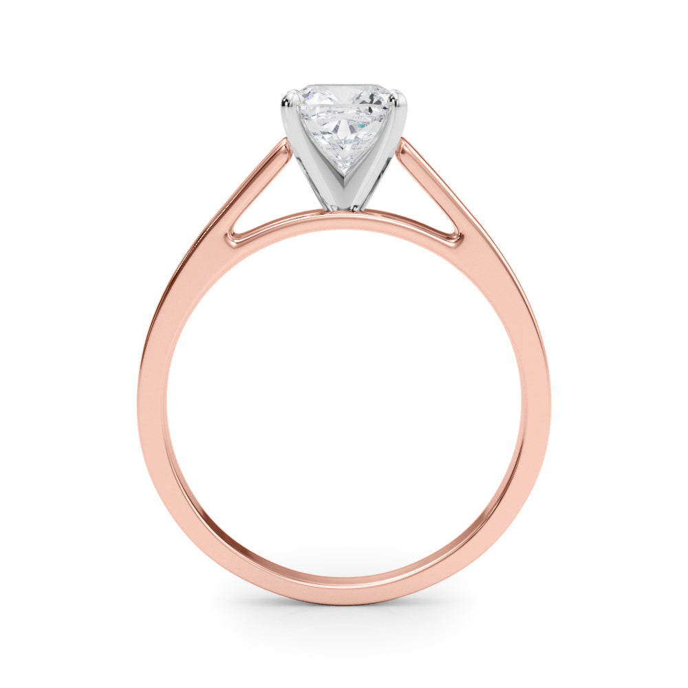 Rose gold Cushion Solitaire Engagement Ring with Four-Prong Setting and Tapered Band