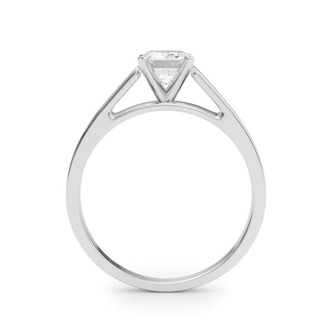 Platinum Radiant Solitaire Engagement Ring with Four-Prong Setting and Tapered Band