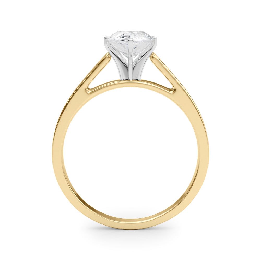 Yellow gold Pear Solitaire Engagement Ring with Six-Prong Setting and Tapered Band