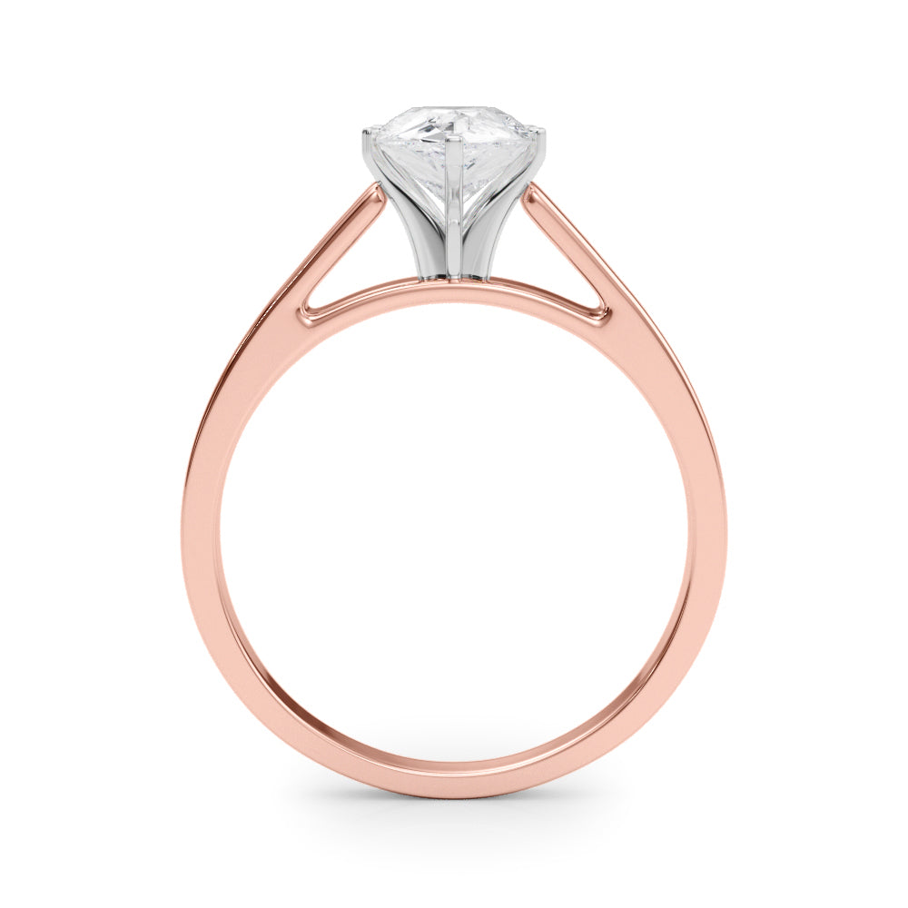 Rose gold Pear Solitaire Engagement Ring with Six-Prong Setting and Tapered Band
