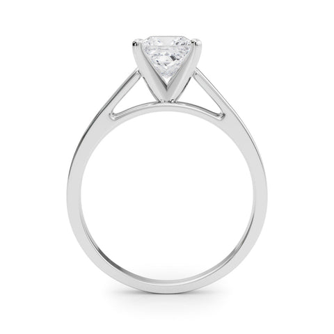 Platinum Princess Solitaire Engagement Ring with Four-Prong Setting and Tapered Band
