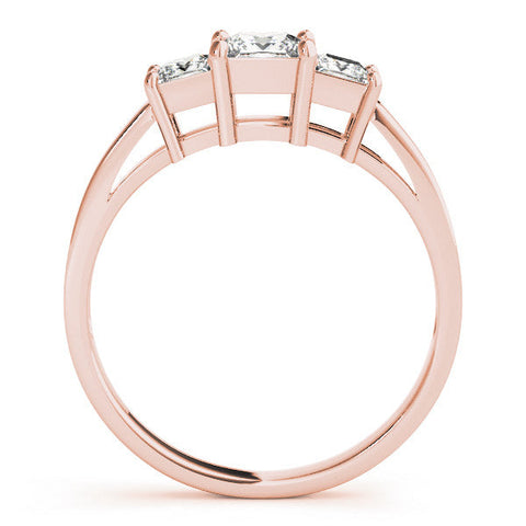 Rose gold Three-Stone Princess Cut Solitaire Ring with Prong Setting