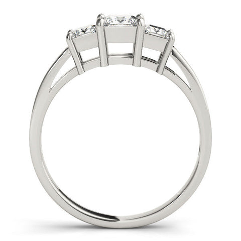 White gold Three-Stone Princess Cut Solitaire Ring with Prong Setting