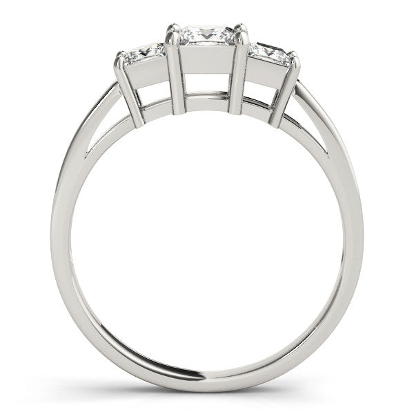 Platinum Three-Stone Princess Cut Solitaire Ring with Prong Setting