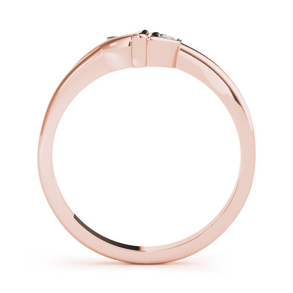Rose gold Marquise Diamond Leaf Bypass Ring with Bezel Setting